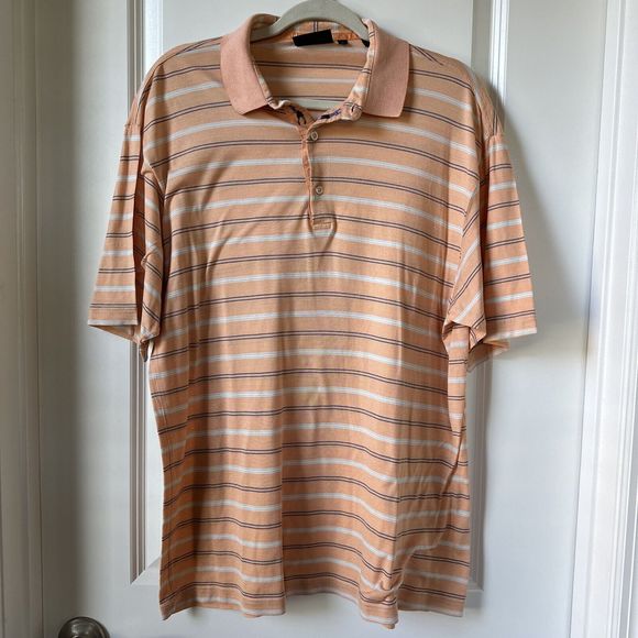 Bobby Jones Collection Golf Shirt Mens Large Heritage Silk Made in Italy Orange - Picture 5 of 6